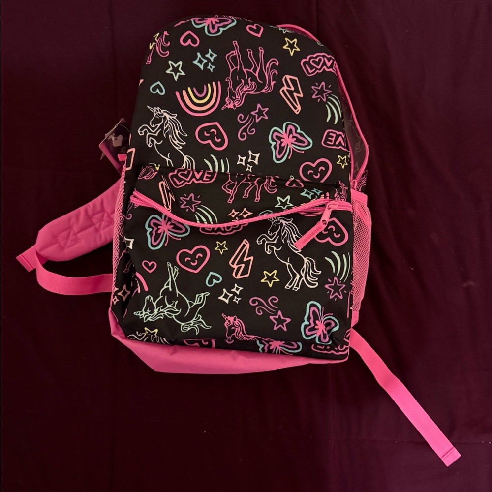 Kids Unicorn Backpack - Pink and Black